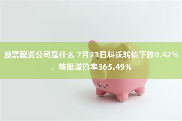 股票配资公司是什么 7月23日科沃转债下跌0.42%,转股溢价率365.49%