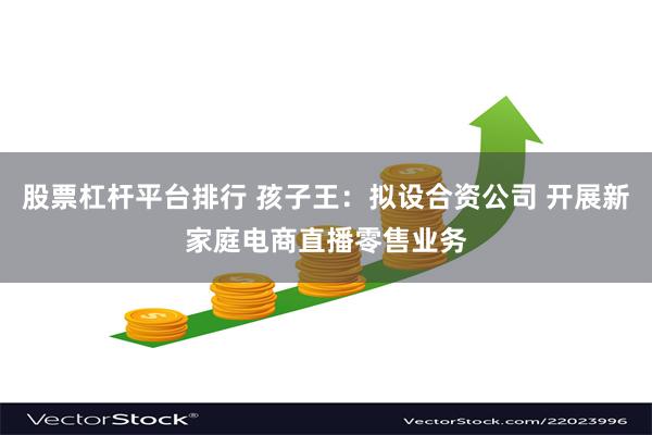 股票杠杆平台排行 孩子王：拟设合资公司 开展新家庭电商直播零售业务