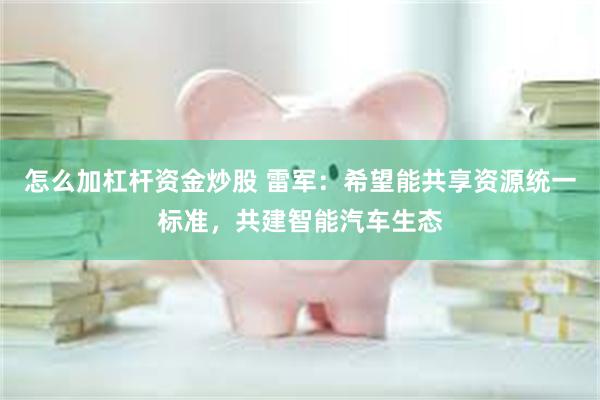 怎么加杠杆资金炒股 雷军：希望能共享资源统一标准，共建智能汽车生态